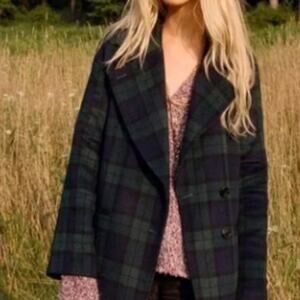 Avec Les Filles Green Plaid Coat Size Large NWT Academia Holiday Party Old Money